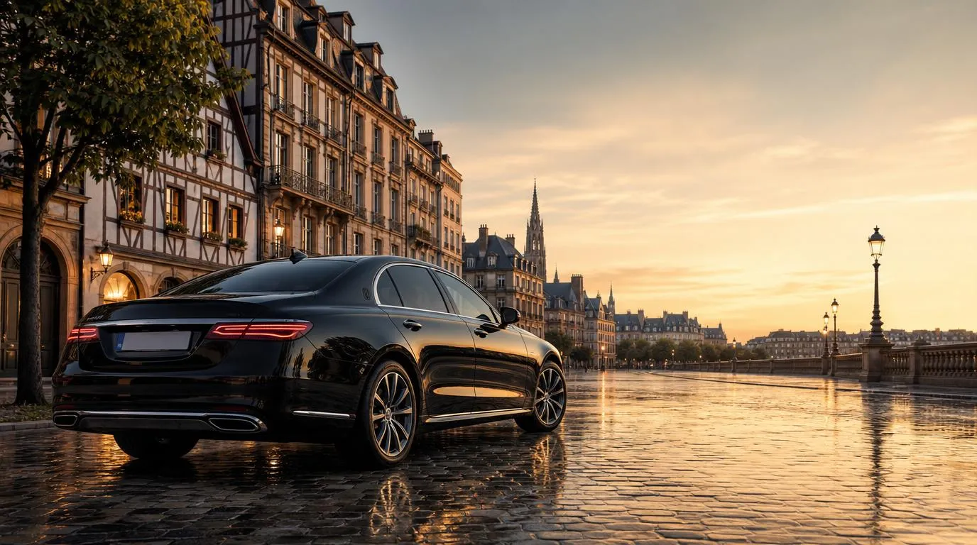 Chauffeur prive FJ13 pour trajets longue distance en berline noire depuis Strasbourg