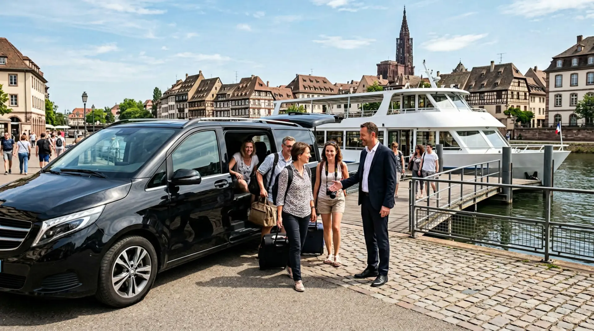 VTC mise a disposition Strasbourg Mercedes Classe V chauffeur prive groupe quai